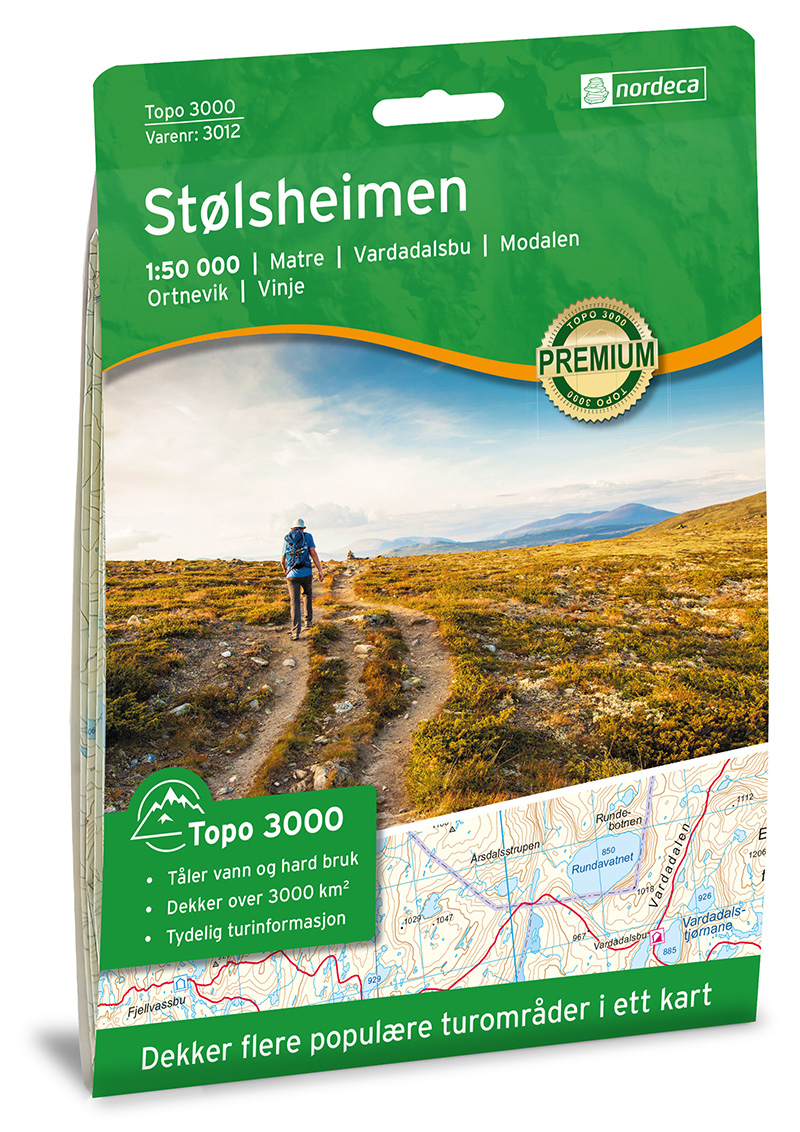 Online bestellen: Wandelkaart 3012 Topo 3000 Stølsheimen | Nordeca