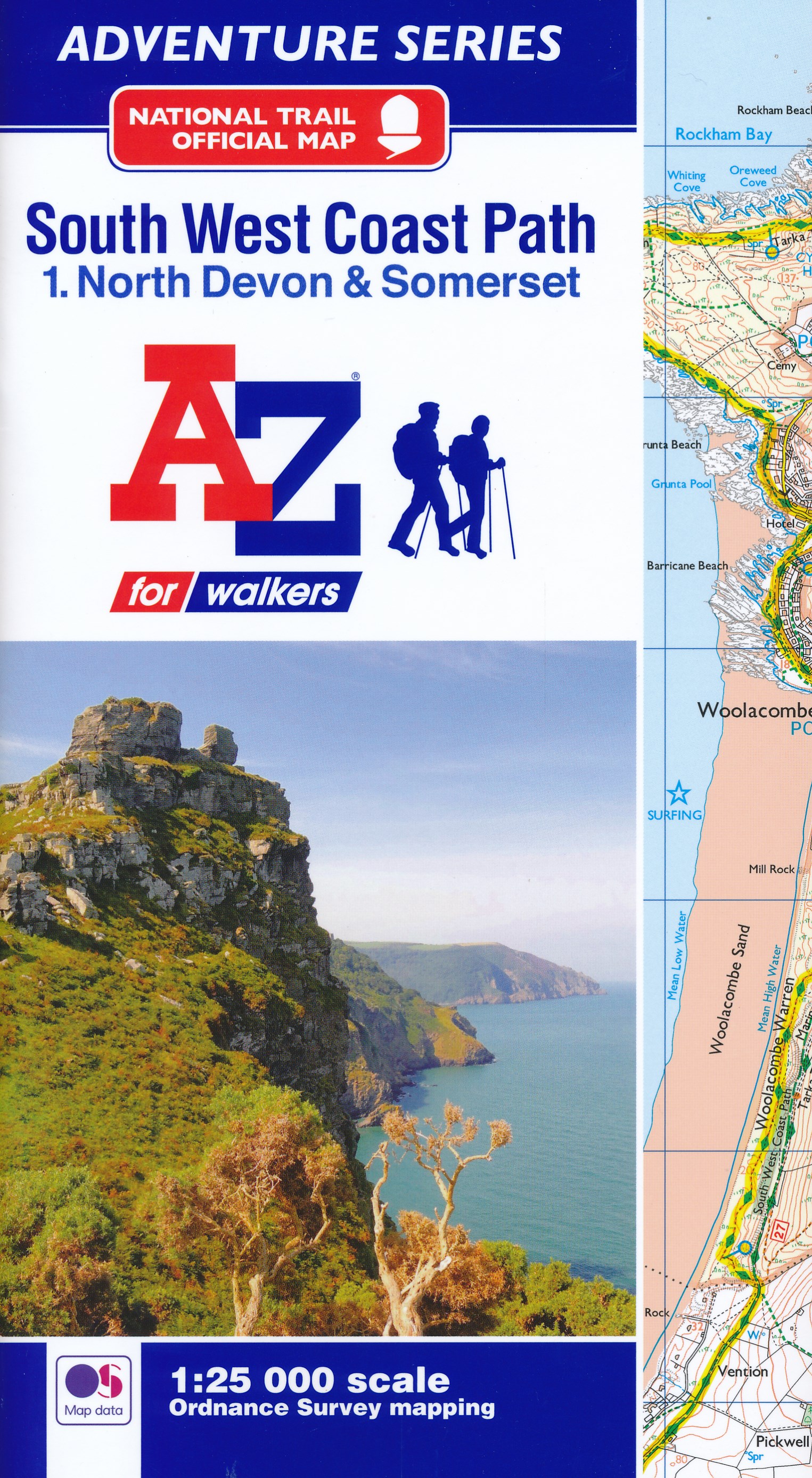 Online bestellen: Wandelatlas 1 Adventure Atlas South West Coast Path North Devon & Somerset | A-Z Map Company