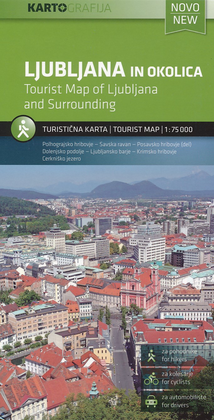 Online bestellen: Wandelkaart - Fietskaart Ljubljana en omgeving | Kartografija