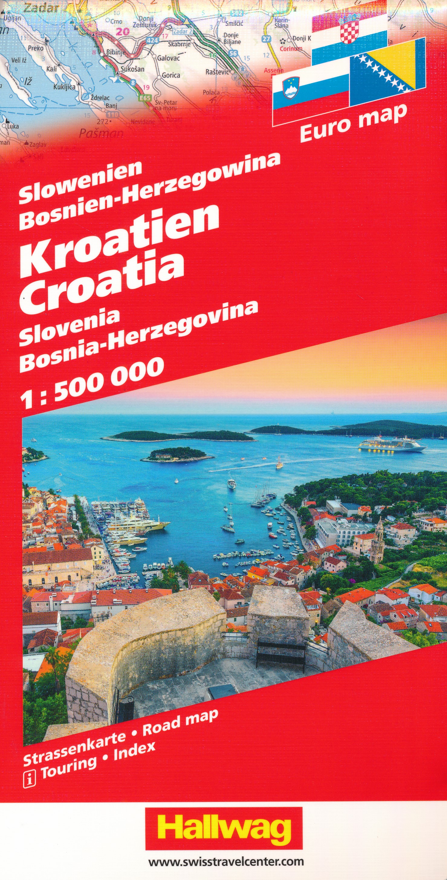 Online bestellen: Wegenkaart - landkaart Kroatië - Slovenië - Bosnië-Herzegovina | Hallwag