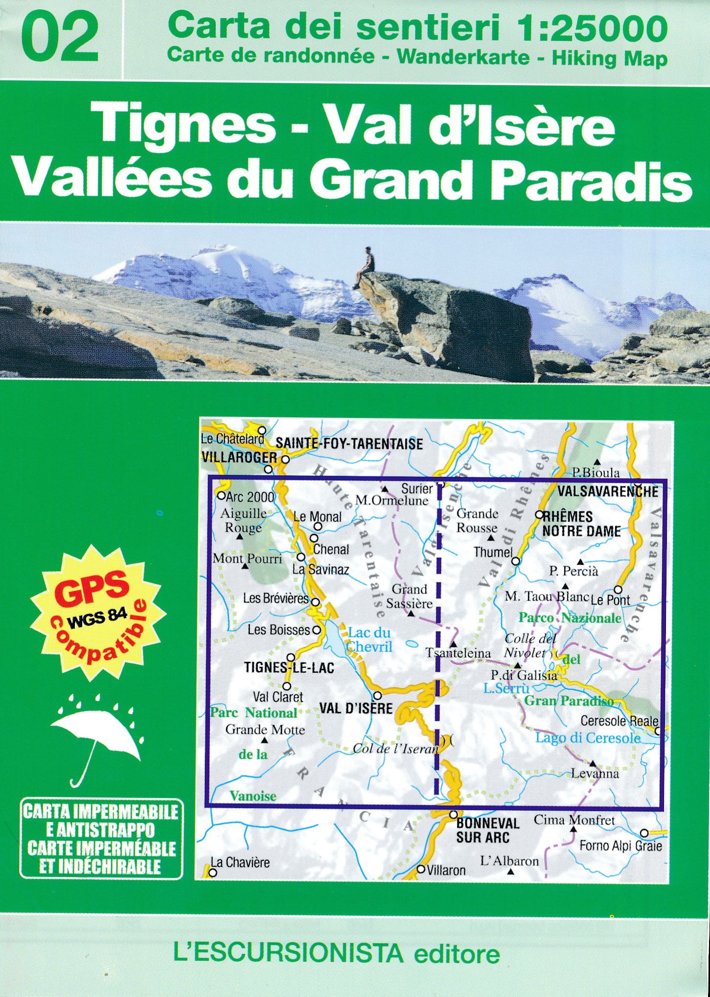 Online bestellen: Wandelkaart 02 Tignes - Val d'Isere - Gran Paradiso | L'Escursionista editore