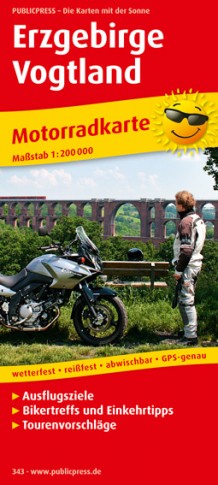 Online bestellen: Wegenkaart - landkaart 343 Motorkarte Erzgebirge - Vogtland | Publicpress