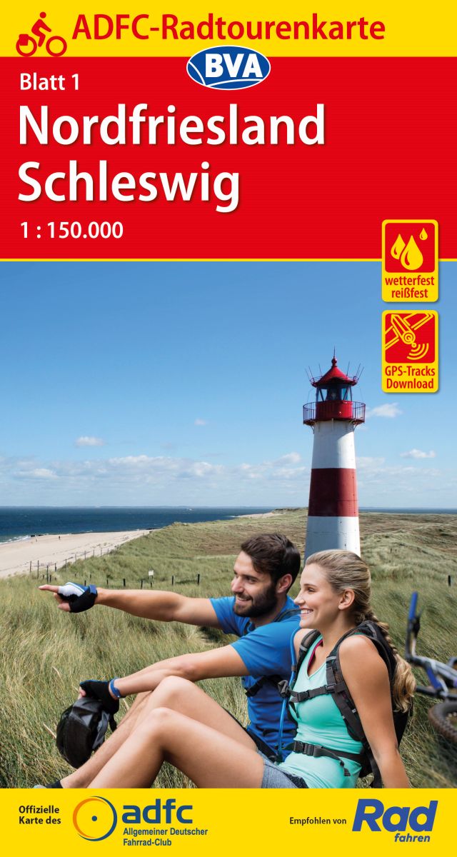Fietskaart 1 ADFC Radtourenkarte Nordfriesland Schleswig | BVA BikeMed
