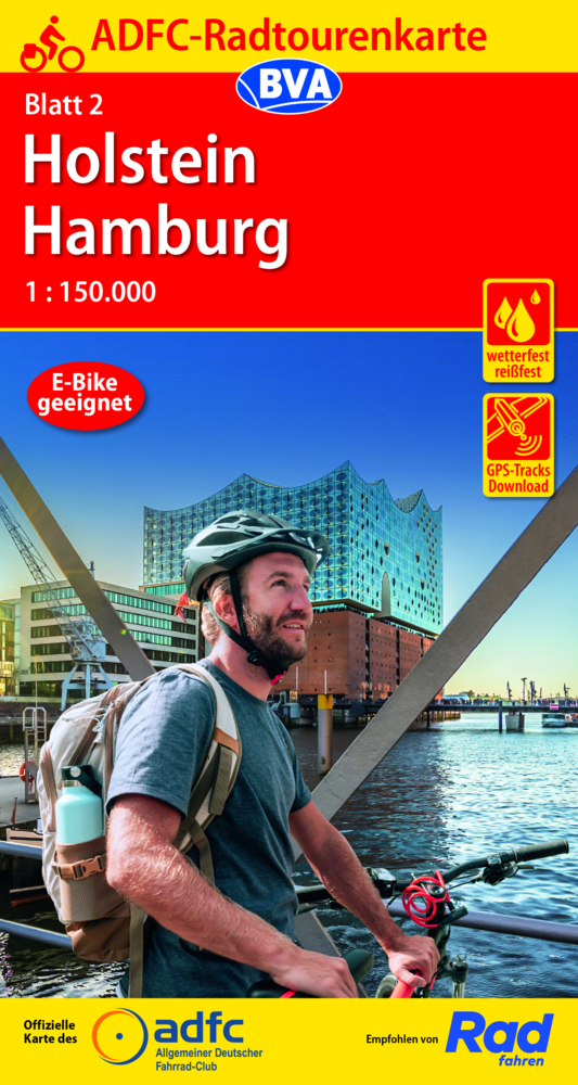 Online bestellen: Fietskaart 02 ADFC Radtourenkarte Holstein Hamburg | BVA BikeMedia