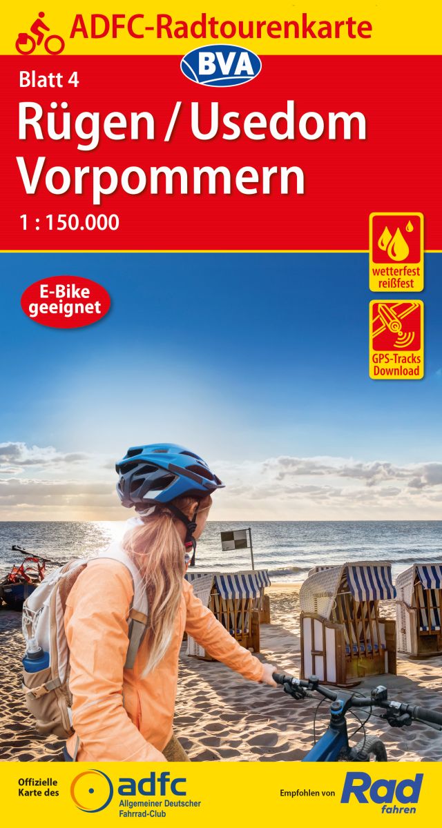 Online bestellen: Fietskaart 04 ADFC Radtourenkarte Rügen/Usedom - Vorpommern | BVA BikeMedia