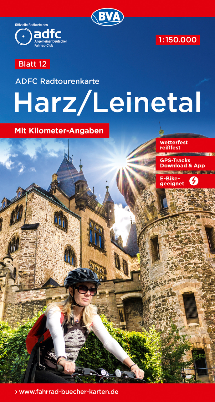 Online bestellen: Fietskaart 12 ADFC Radtourenkarte Harz Leinetal | BVA BikeMedia