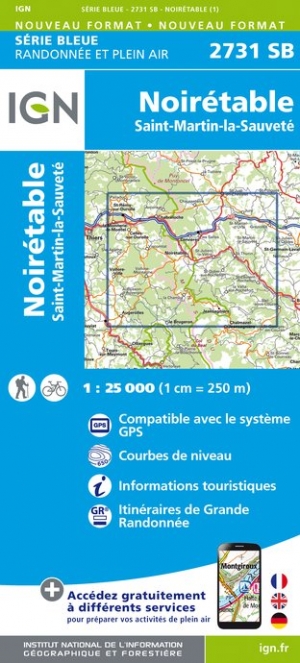 Online bestellen: Wandelkaart - Topografische kaart 2731SB Noirétable | IGN - Institut Géographique National