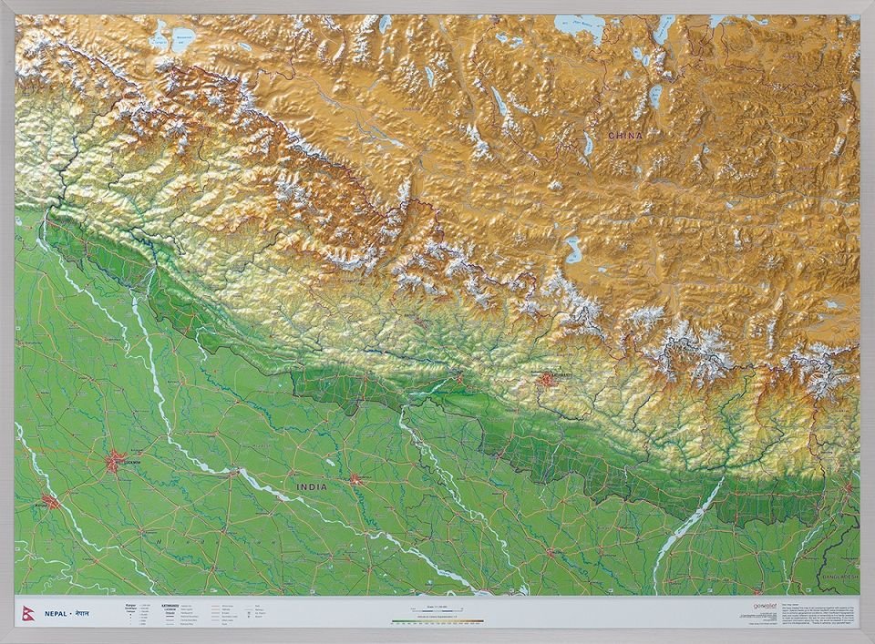Online bestellen: Reliëfkaart - Wandkaart Nepal 3D | GeoRelief