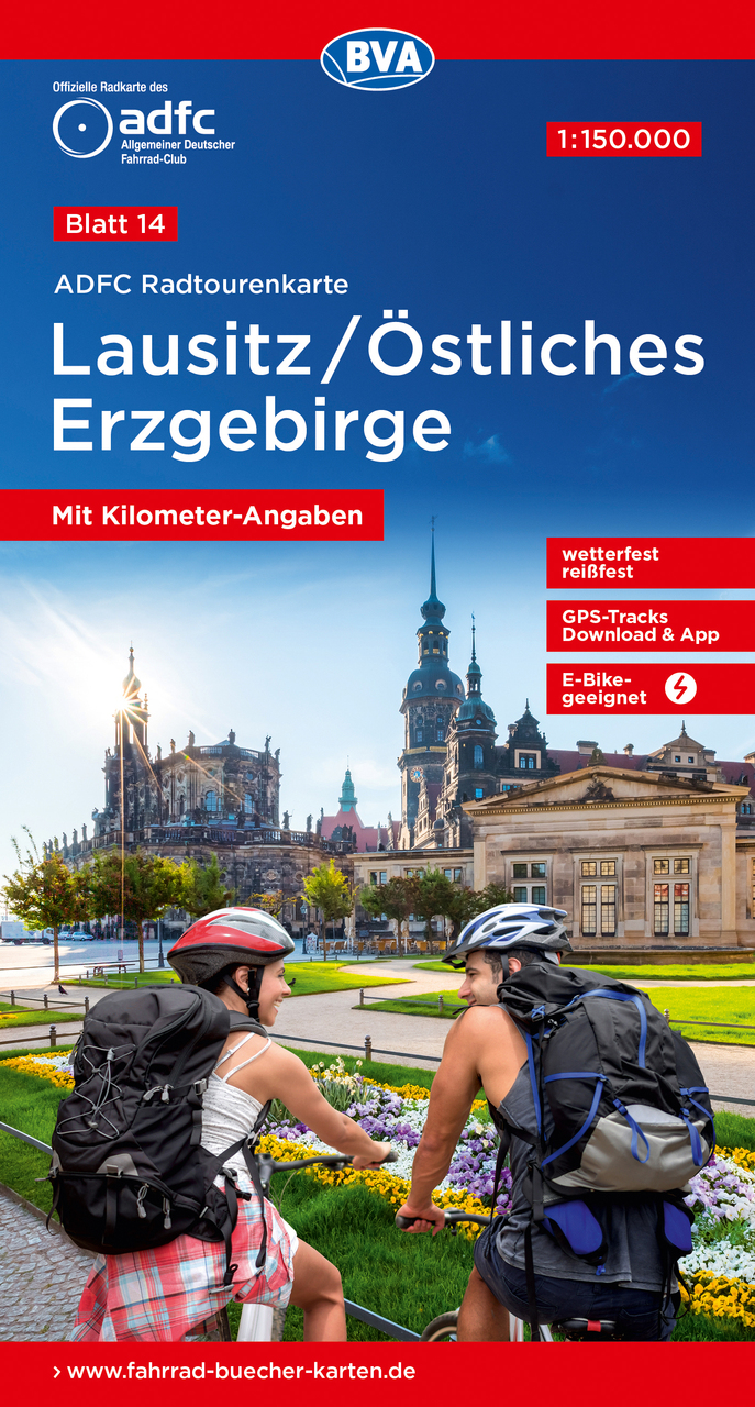 Fietskaart 14 ADFC Radtourenkarte Lausitz - Östliches Erzgebirge | BVA BikeMedia de zwerver