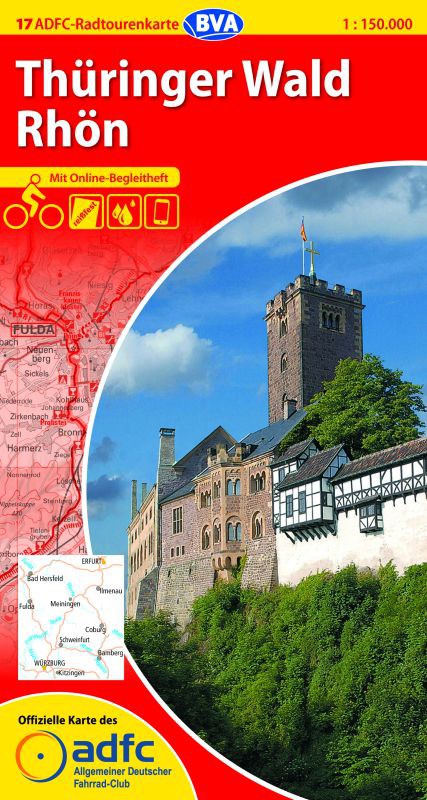 Fietskaart 17 ADFC Radtourenkarte Thüringer Wald Rhön | BVA - ADFC | 