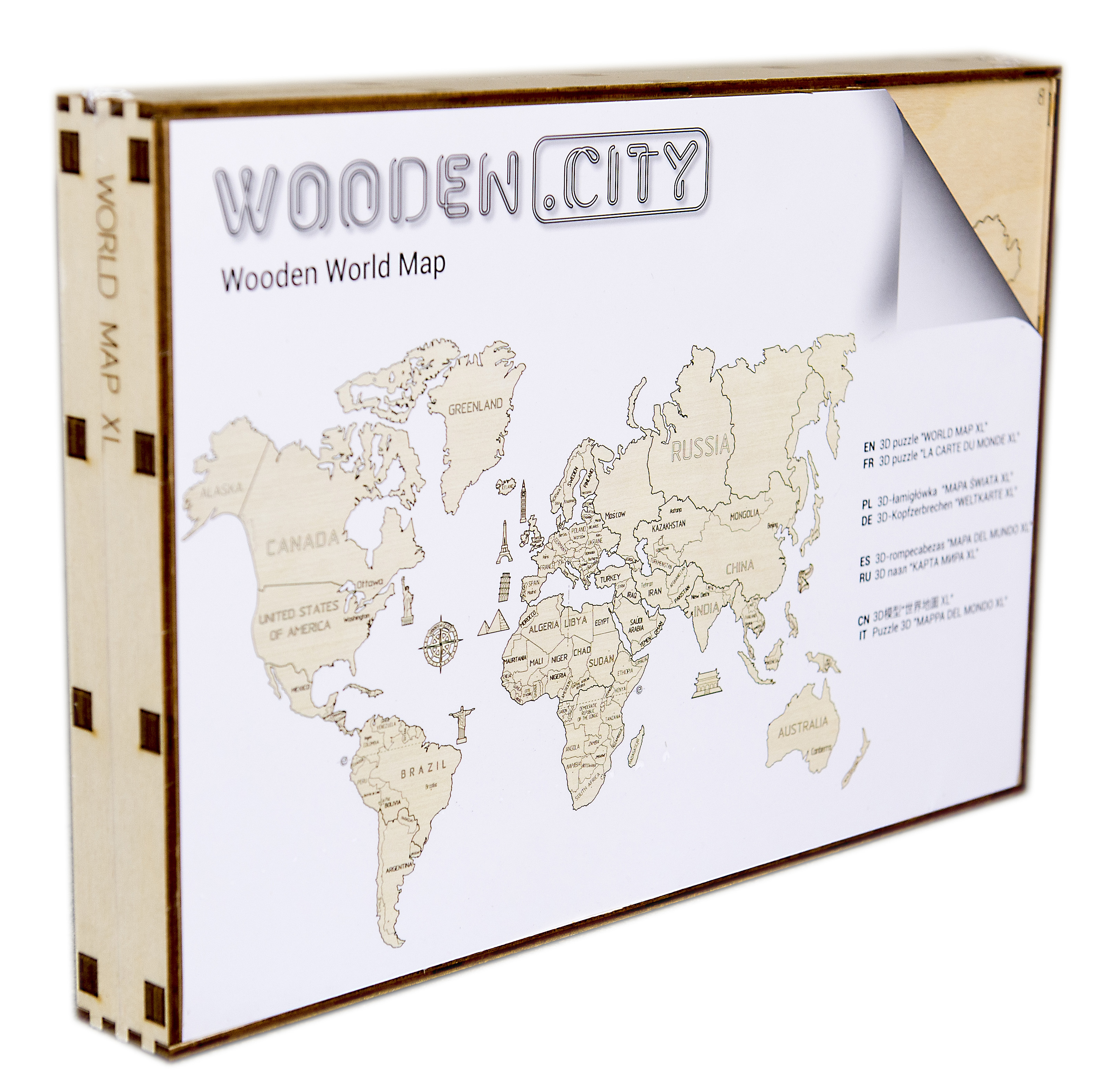 van - Wooden World Map Extra Large | Wooden City | 5906874128121 | Reisboekwinkel De Zwerver