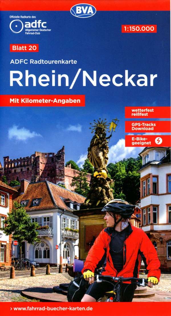 Online bestellen: Fietskaart 20 ADFC Radtourenkarte Rhein Neckar | BVA BikeMedia