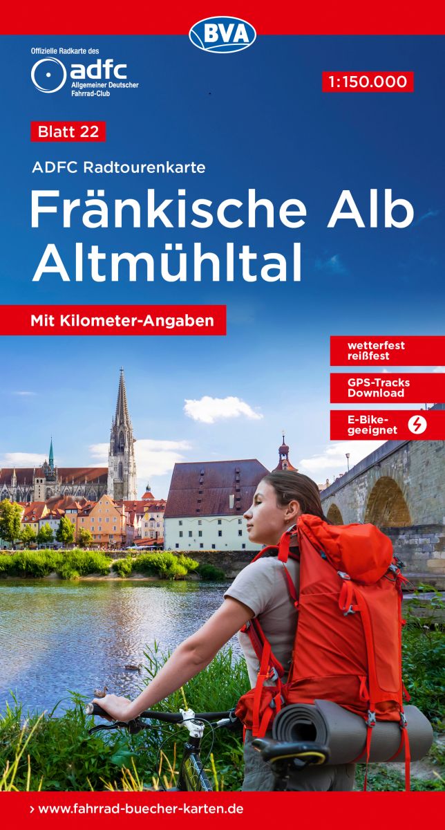 Fietskaart 22 ADFC Radtourenkarte Fränkische Alb - Altmühltal | BVA Bi