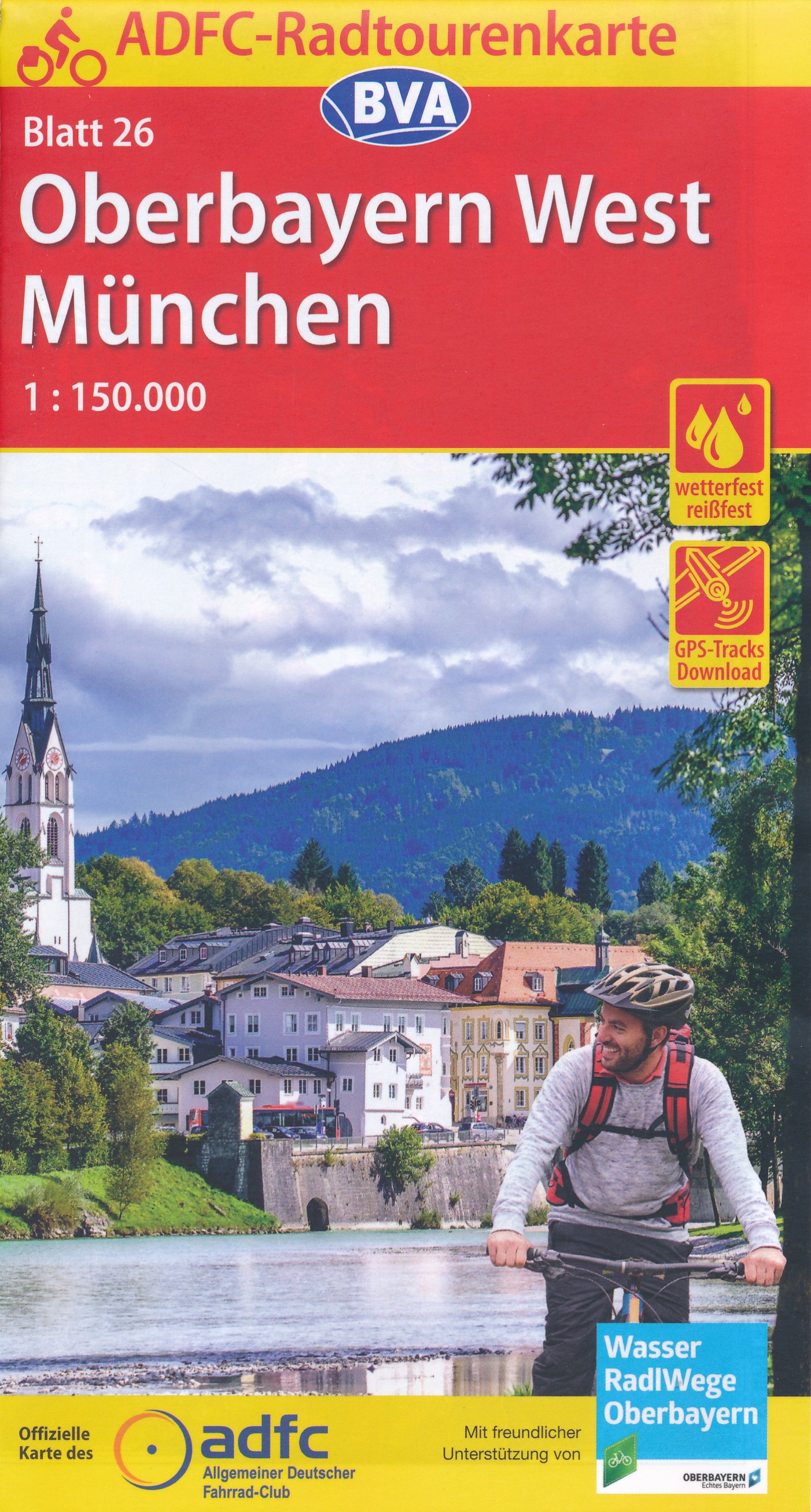 Online bestellen: Fietskaart 26 ADFC Radtourenkarte Oberbayern WEST München | BVA BikeMedia