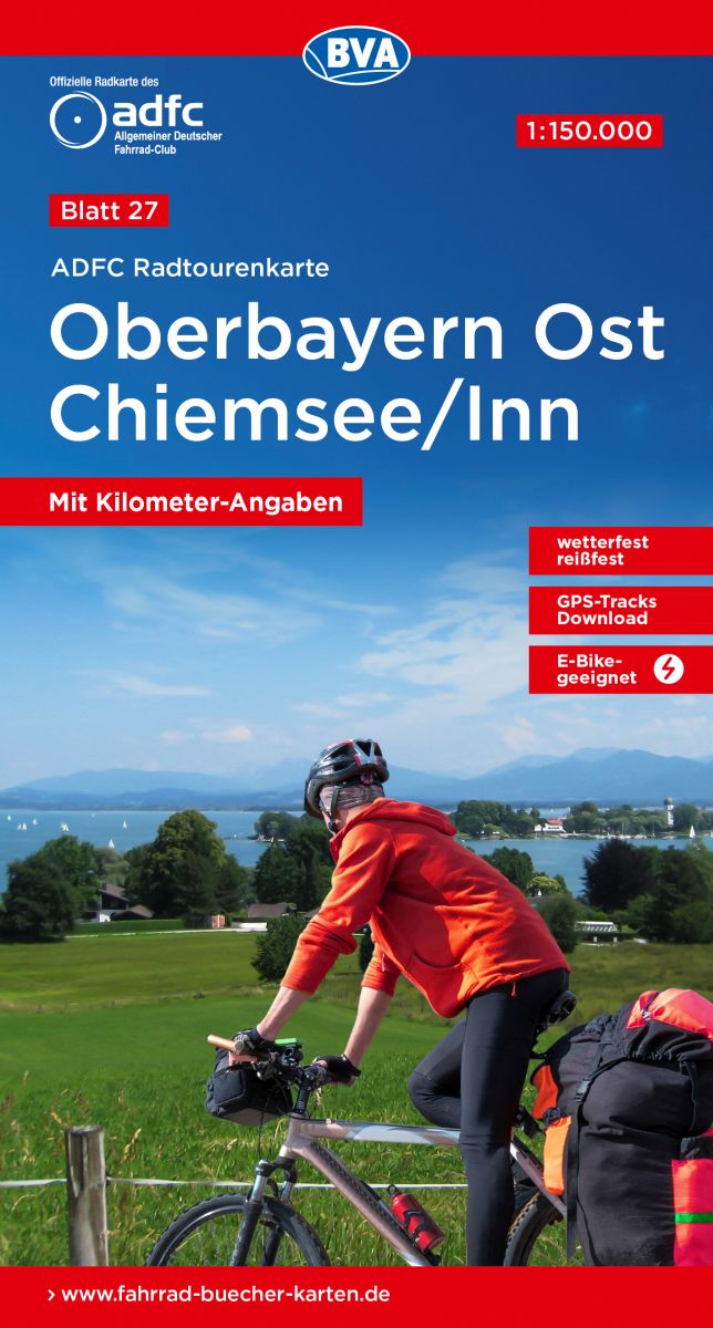 Online bestellen: Fietskaart 27 ADFC Radtourenkarte Chiemsee Inn Oberbayern OST | BVA BikeMedia