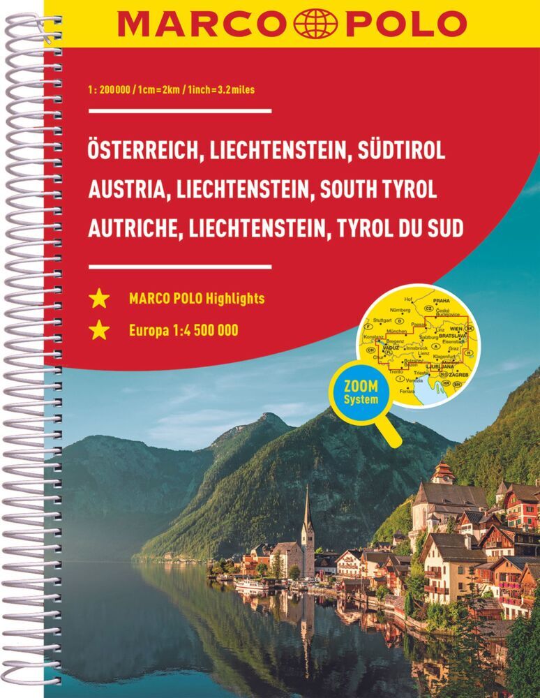 Online bestellen: Wegenatlas Oostenrijk, Liechtenstein, Zuid Tirol (Italie) | Marco Polo