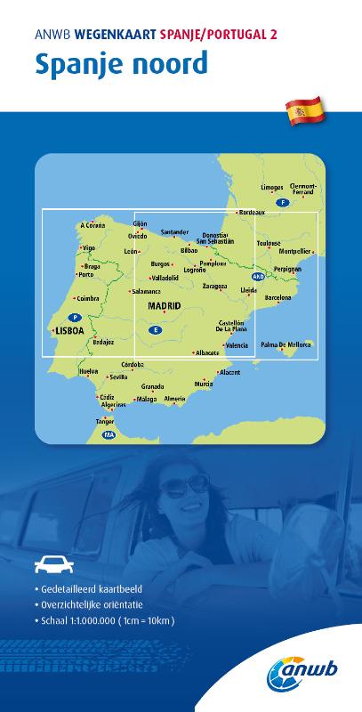 Online bestellen: Wegenkaart - landkaart 2 Spanje Noord | ANWB Media