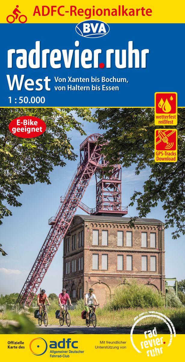 Online bestellen: Fietskaart ADFC Regionalkarte Radrevier Ruhr west | BVA BikeMedia