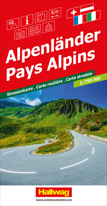 Online bestellen: Wegenkaart - landkaart Alpen - Alpenlanden | Hallwag