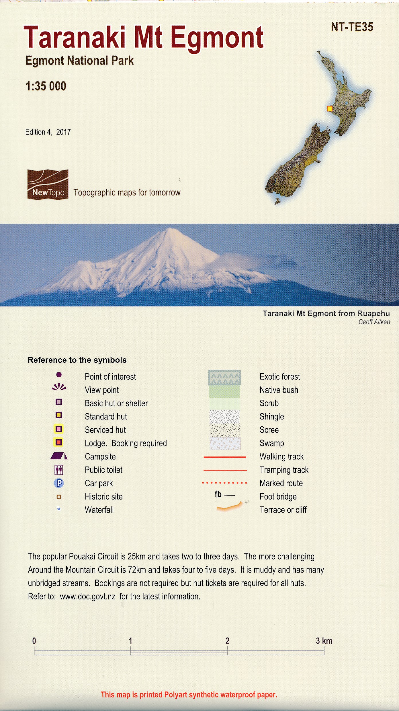 Online bestellen: Wandelkaart Taranaki - Mount Egmont | NewTopo NZ