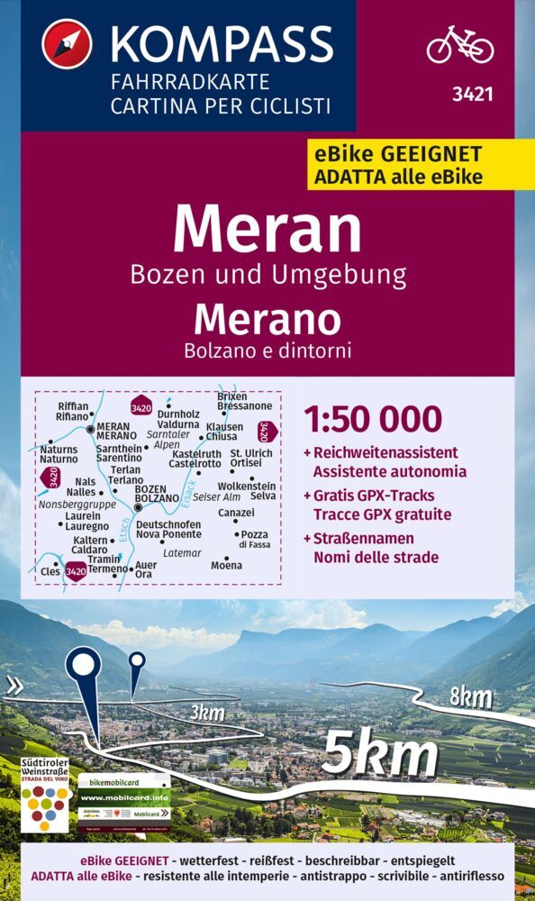 Fietskaart 3421 Meran, Bozen Umgebu…
