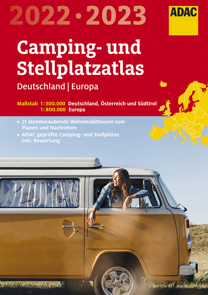 Online bestellen: Wegenatlas - Campergids - Campinggids Camping- und Stellplatzatlas Deutschland - Europa 2022-2023 | ADAC