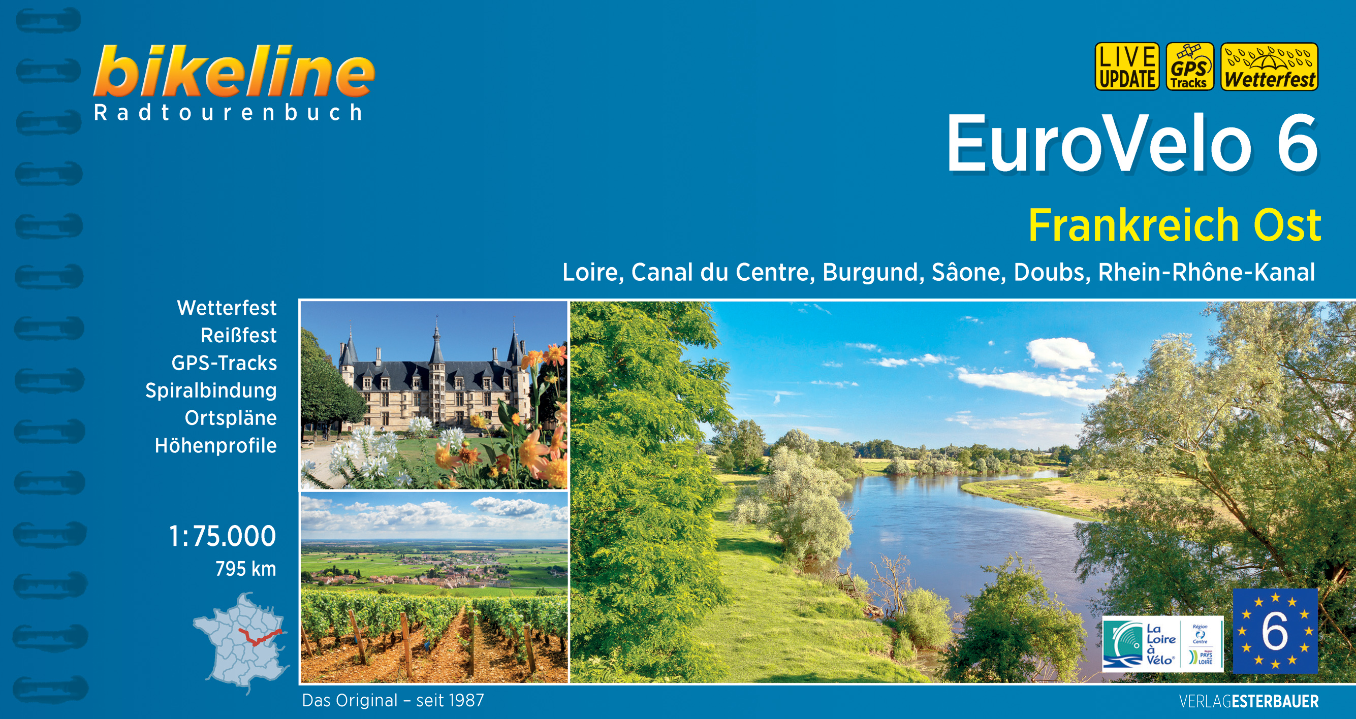 Online bestellen: Fietsgids Bikeline Eurovelo 6 : Orleans - Basel (Frankrijk oost) | Esterbauer