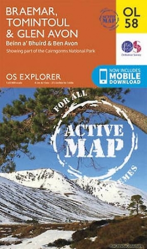 Online bestellen: Wandelkaart OL58 OS Explorer Map | Active Braemar, Tomintoul & Glen Avon ACTIVE | Ordnance Survey
