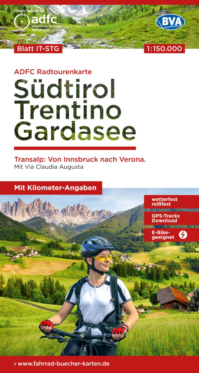 Online bestellen: Fietskaart 28 ADFC Radtourenkarte Südtirol - Trentino - Gardasee | BVA BikeMedia