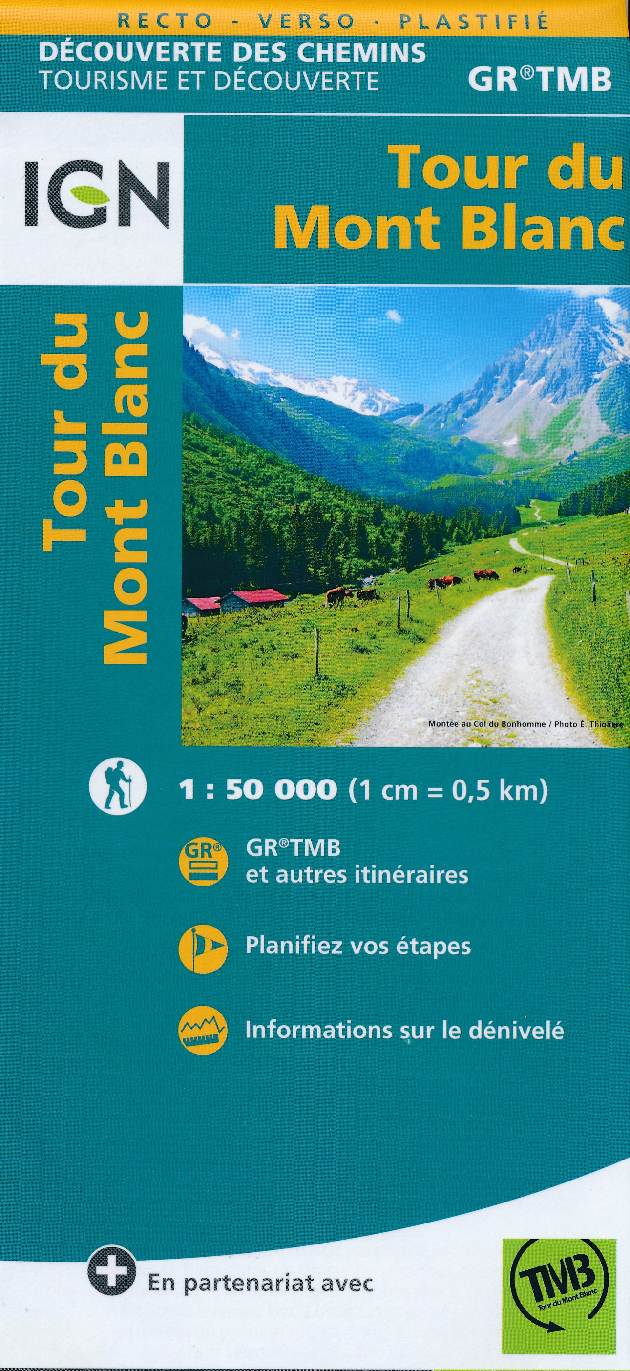 Online bestellen: Wandelkaart Tour du Mont Blanc | IGN - Institut Géographique National