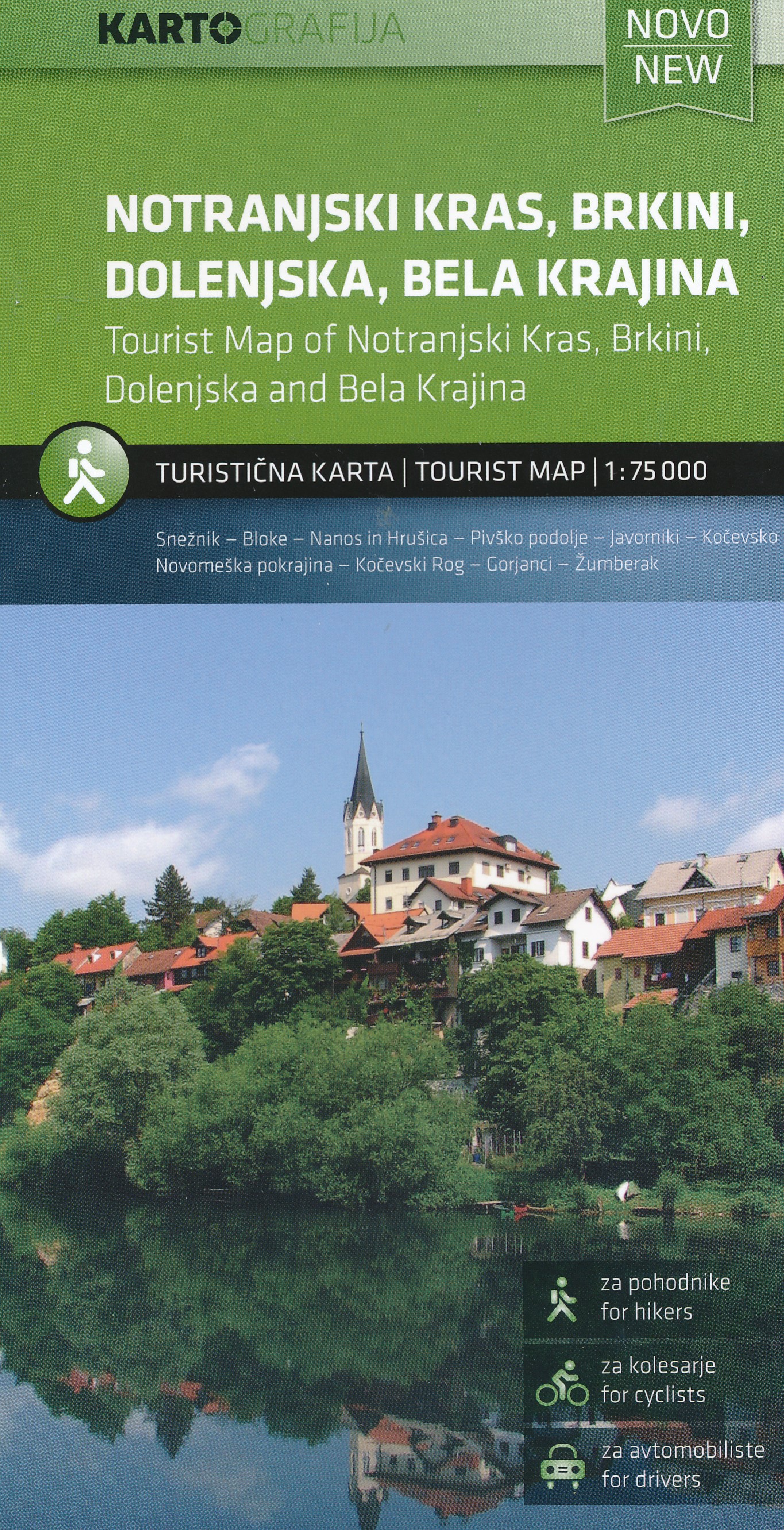 Online bestellen: Fietskaart - Wegenkaart - landkaart Notranjski kras, Brkini, Dolenjska, Bela krajina - Slovenie | Kartografija