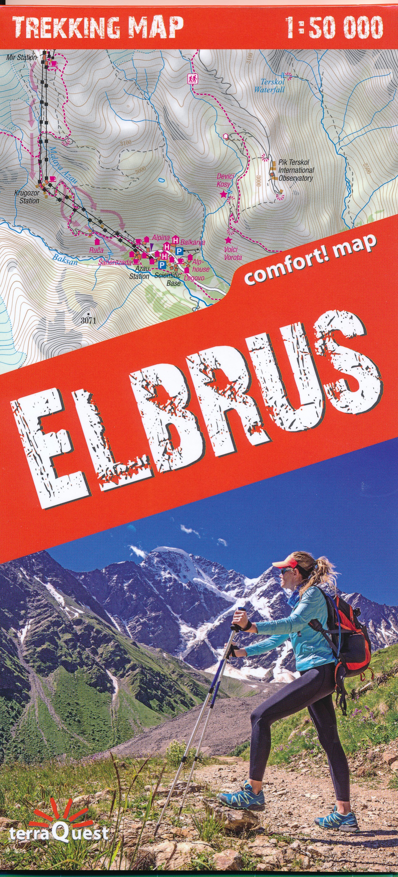 Online bestellen: Wandelkaart Trekking map Elbrus | TerraQuest