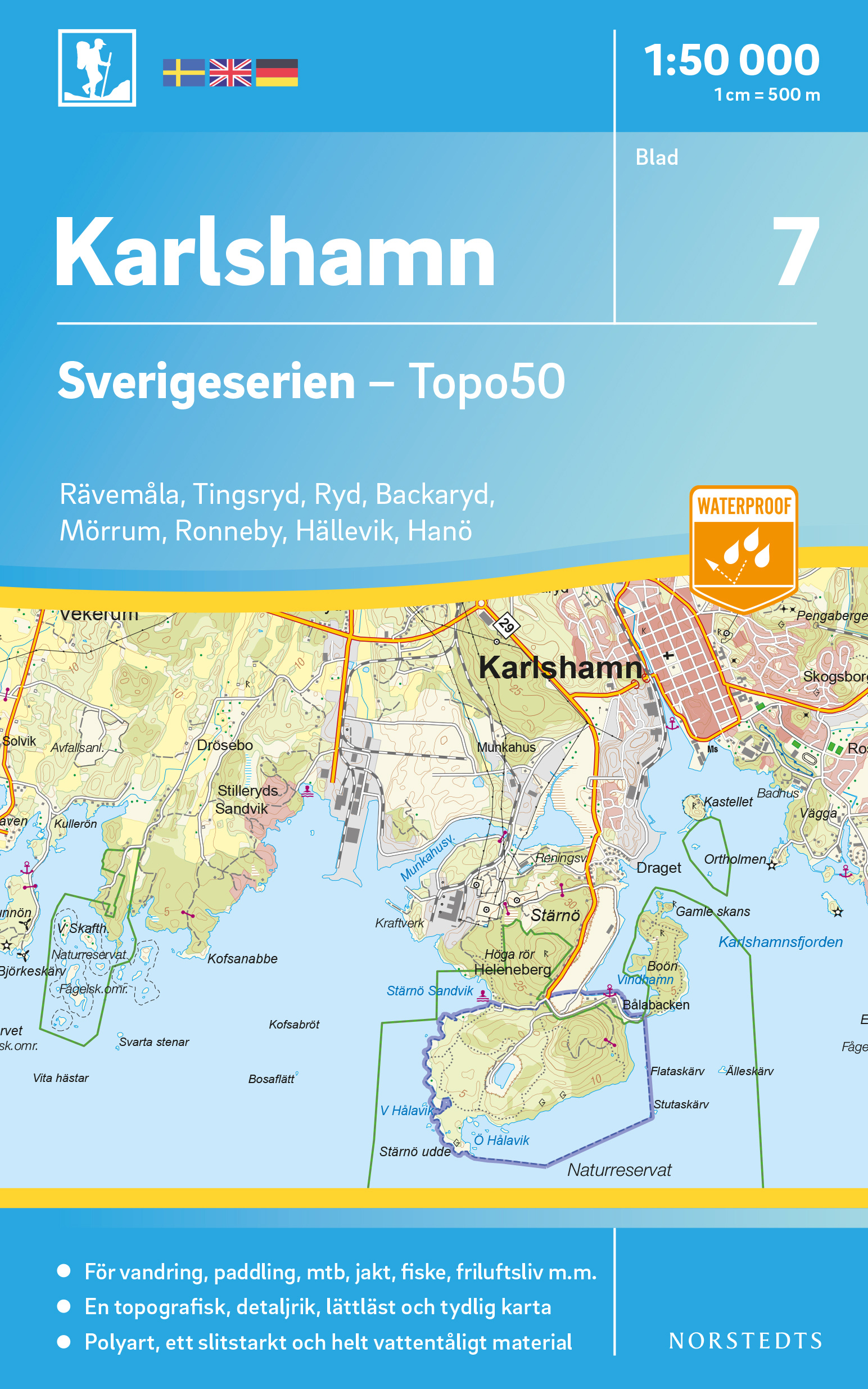 Online bestellen: Wandelkaart - Topografische kaart 07 Sverigeserien Karlshamn | Norstedts