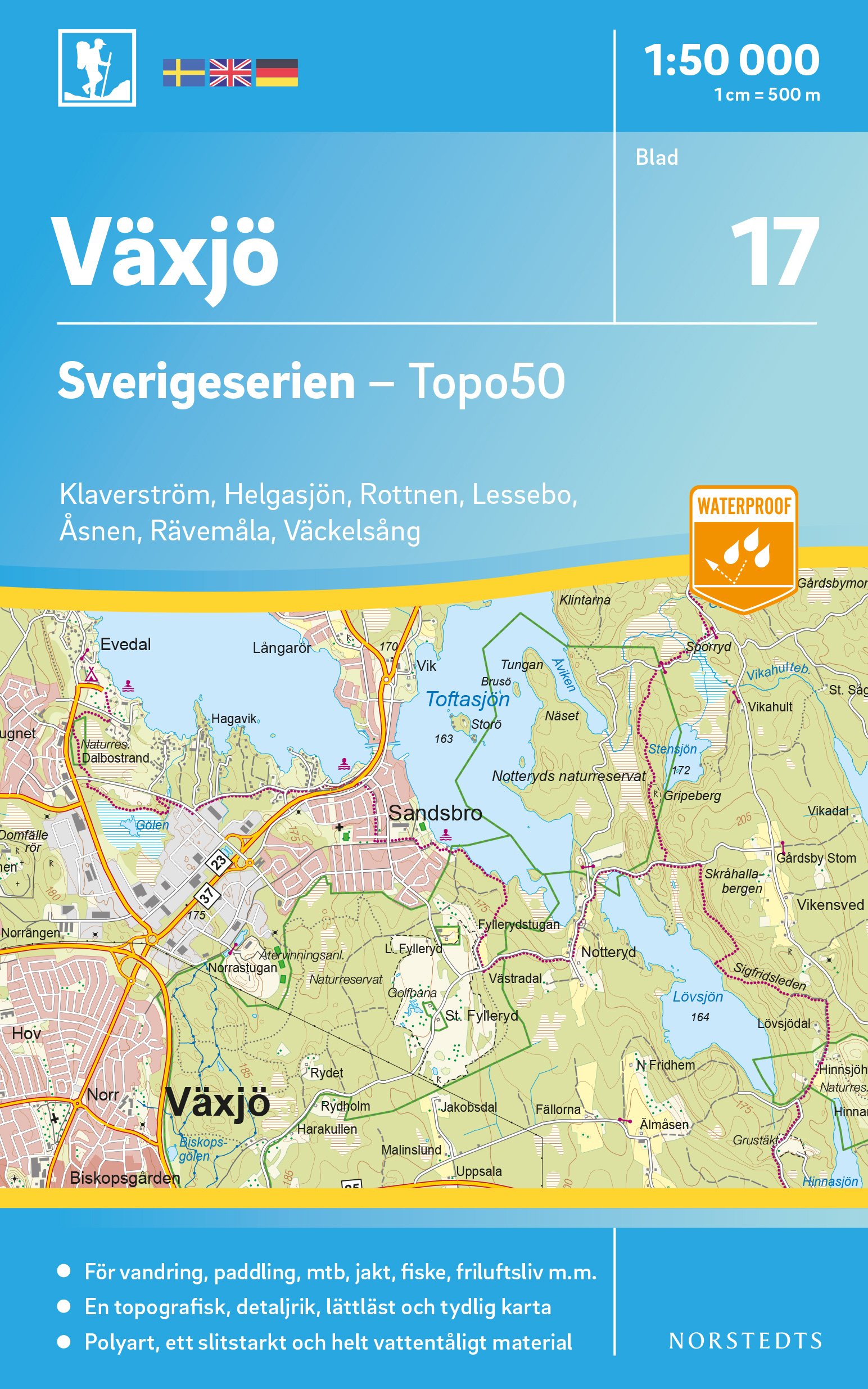 Online bestellen: Wandelkaart - Topografische kaart 17 Sverigeserien Växjö | Norstedts