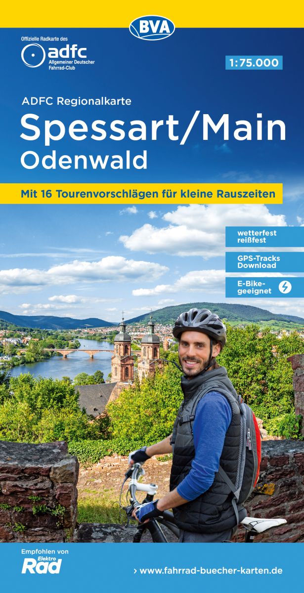 Online bestellen: Fietskaart ADFC Regionalkarte Spessart - Main - Odenwald | BVA BikeMedia