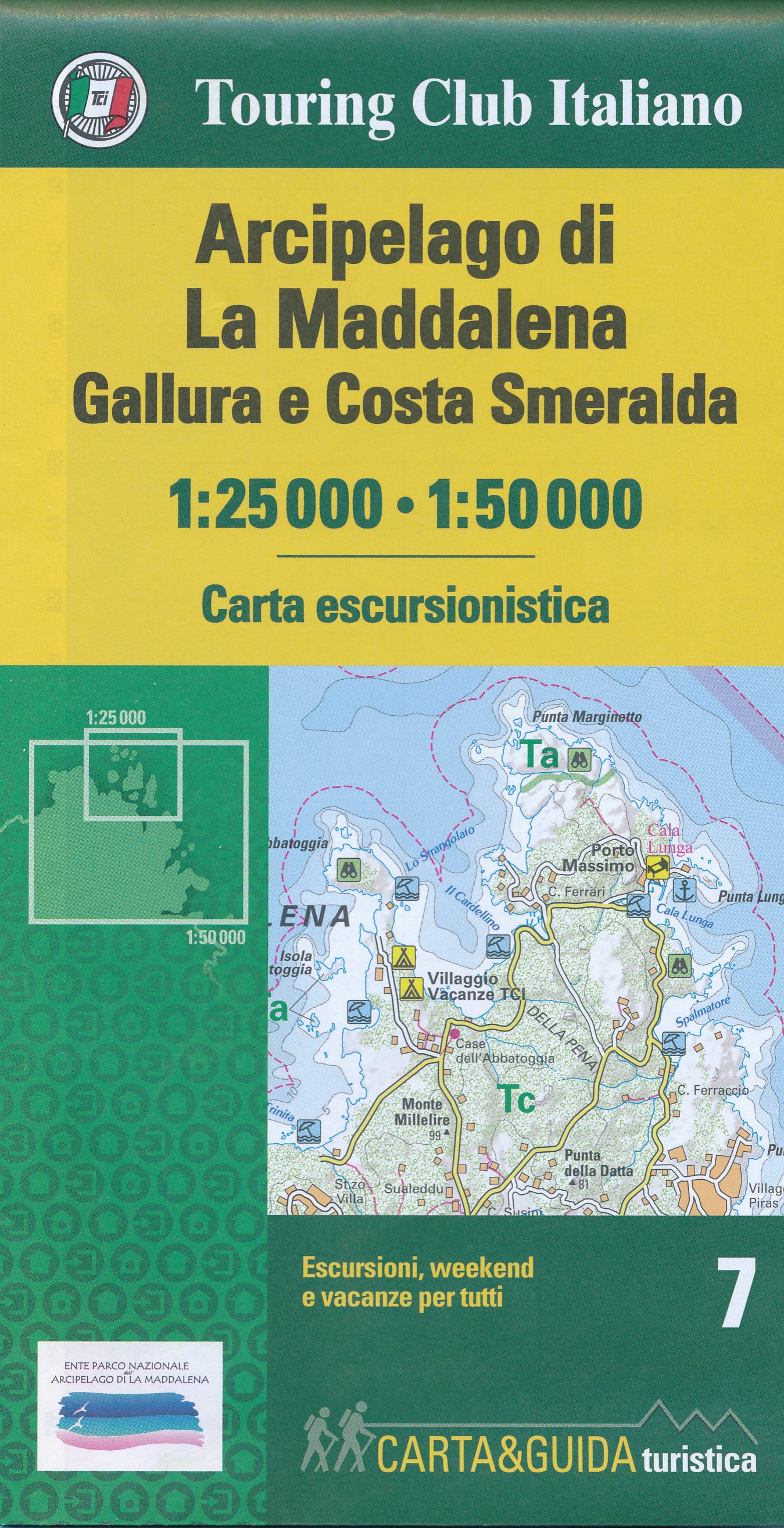 Online bestellen: Wandelkaart 7 Carta-guida Arcipelago di La Maddalena, Gallura e Costa Smeralda | Touring Club Italiano