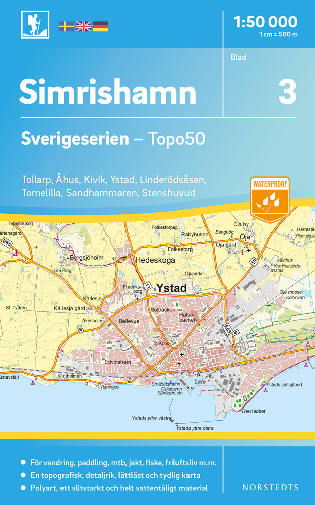 Online bestellen: Wandelkaart - Topografische kaart 03 Sverigeserien Simrishamn | Norstedts