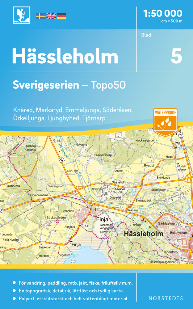 Online bestellen: Wandelkaart - Topografische kaart 05 Sverigeserien Hässleholm | Norstedts