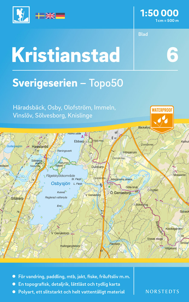 Online bestellen: Wandelkaart - Topografische kaart 06 Sverigeserien Kristianstad | Norstedts