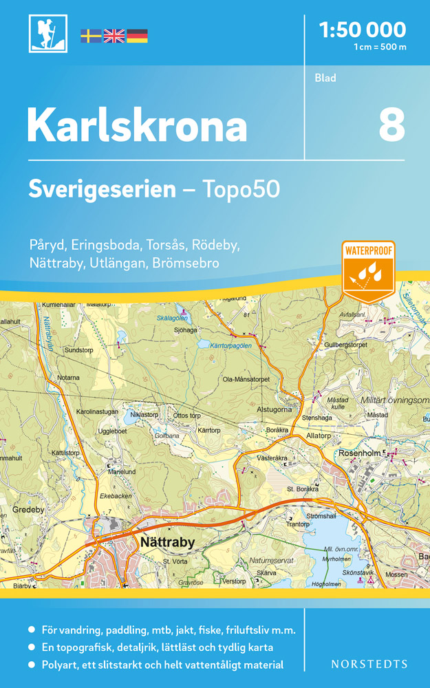 Online bestellen: Wandelkaart - Topografische kaart 08 Sverigeserien Karlskrona | Norstedts