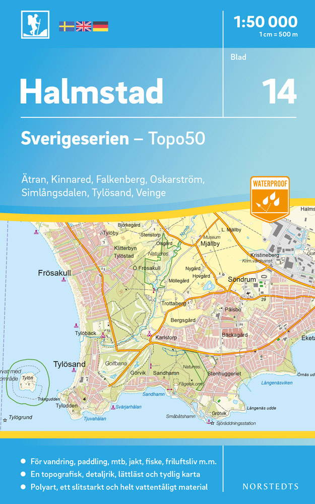 Online bestellen: Wandelkaart - Topografische kaart 14 Sverigeserien Halmstad | Norstedts