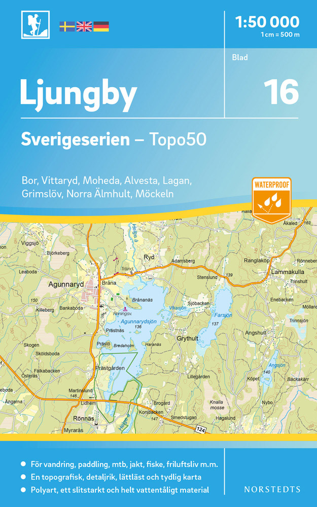 Online bestellen: Wandelkaart - Topografische kaart 16 Sverigeserien Ljungby | Norstedts