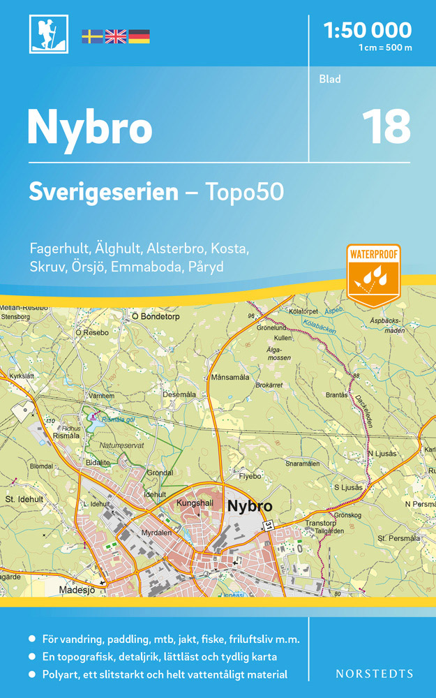 Online bestellen: Wandelkaart - Topografische kaart 18 Sverigeserien Nybro | Norstedts