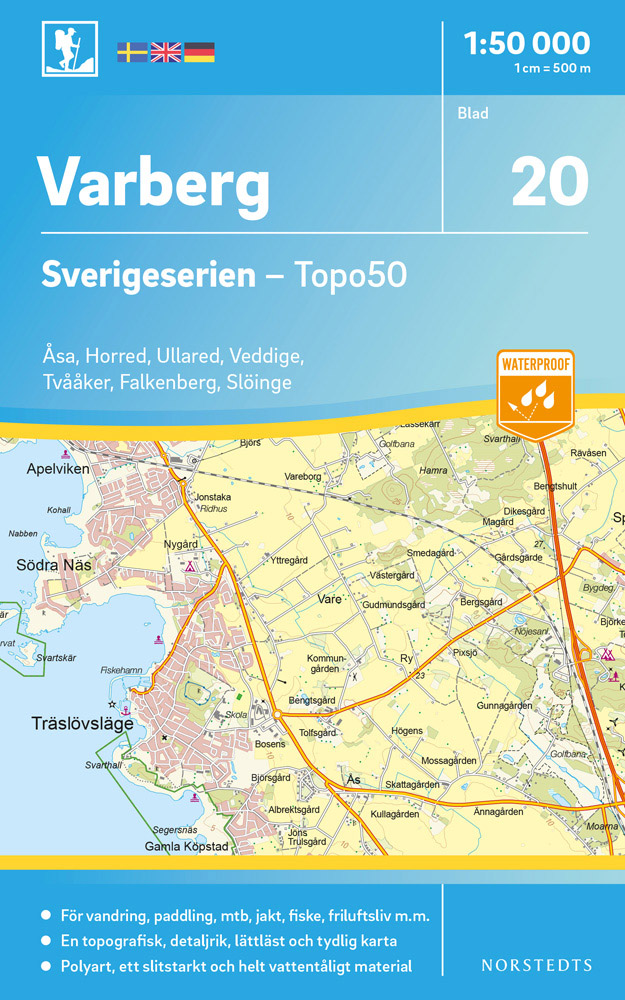 Online bestellen: Wandelkaart - Topografische kaart 20 Sverigeserien Varberg | Norstedts