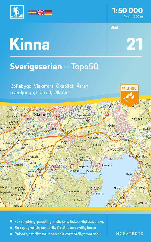 Online bestellen: Wandelkaart - Topografische kaart 21 Sverigeserien Kinna | Norstedts