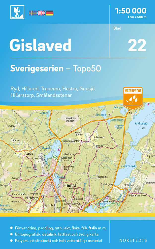 Online bestellen: Wandelkaart - Topografische kaart 22 Sverigeserien Gislaved | Norstedts