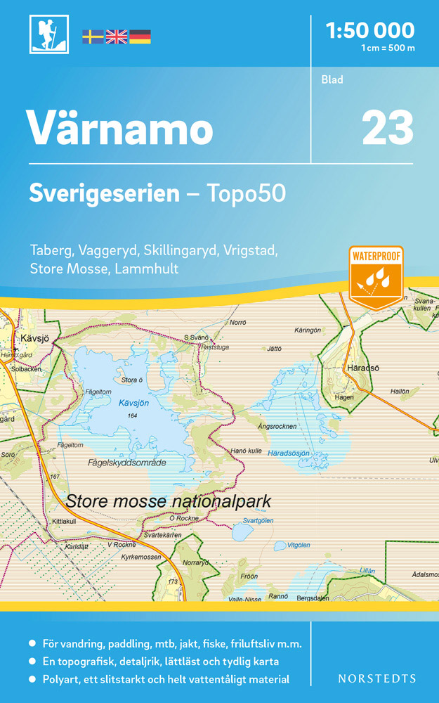 Online bestellen: Wandelkaart - Topografische kaart 23 Sverigeserien Värnamo | Norstedts