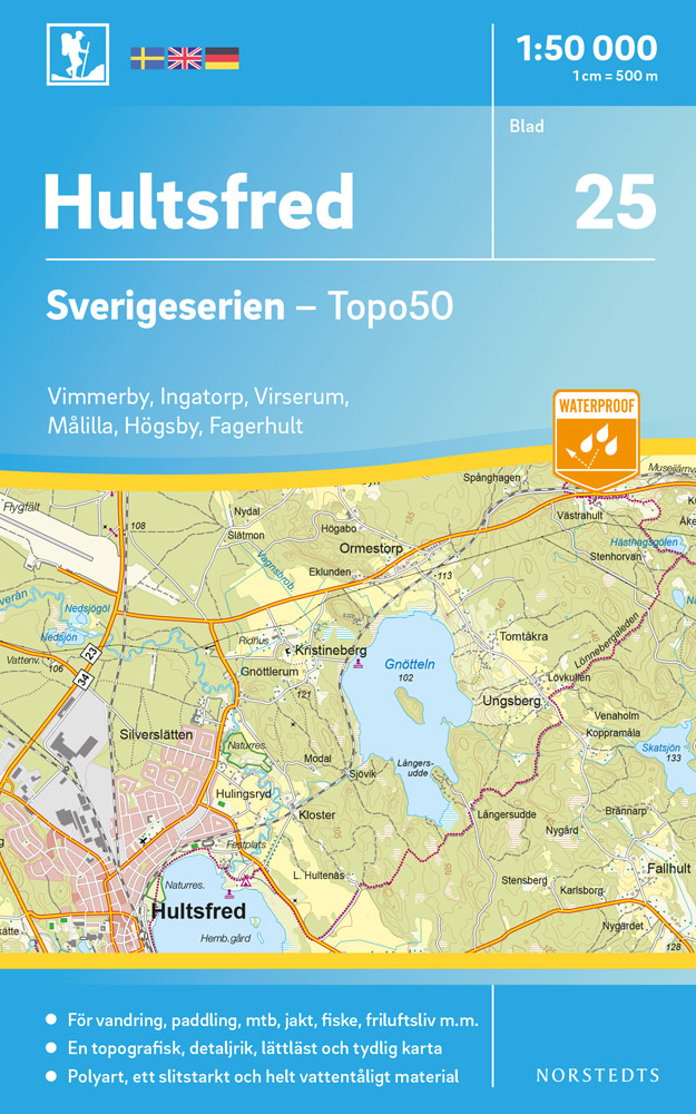 Online bestellen: Wandelkaart - Topografische kaart 25 Sverigeserien Hultsfred | Norstedts