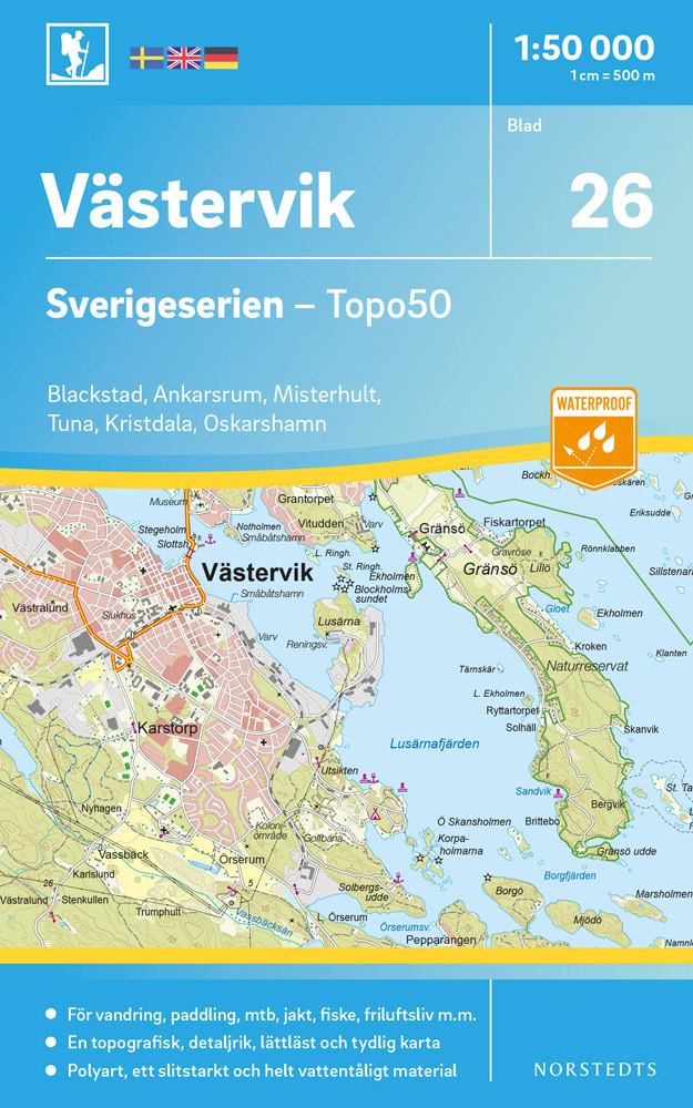 Online bestellen: Wandelkaart - Topografische kaart 26 Sverigeserien Västerik | Norstedts