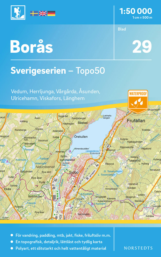Online bestellen: Wandelkaart - Topografische kaart 29 Sverigeserien Borås - Boras | Norstedts